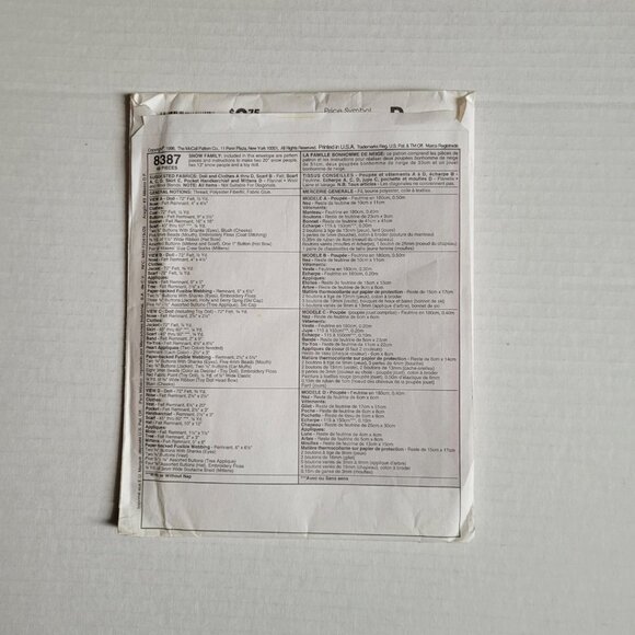 Snowman family dolls Christmas decorations McCall's Crafts uncut sewing pattern - Picture 2 of 7